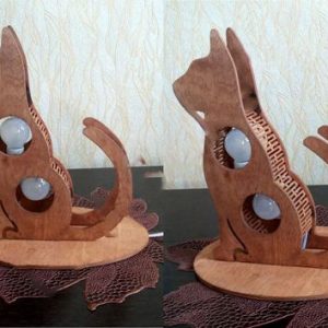 Макет лазерной резки для лампы в виде кошки