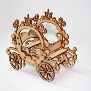 Макет вазы для цветов в форме кареты для лазерной резки