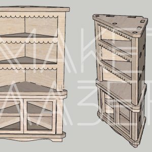 Макет углового буфета для лазерной резки с детализированным дизайном