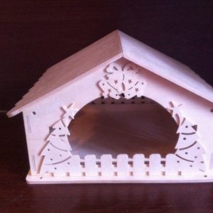 Макет новогодней кормушки для лазерной резки с декоративным дизайном