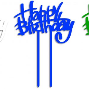 Макет лазерной резки для топпера с поздравлением 'Happy Birthday'.