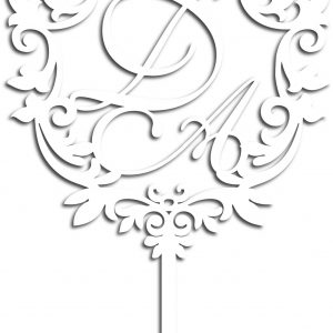 Макет лазерной резки топпера с инициалами Д.А. для персонализированного декора