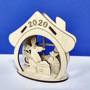 Макет новогодней мышки для лазерной резки