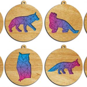 Макет новогодних игрушек в виде зверюшек для лазерной резки