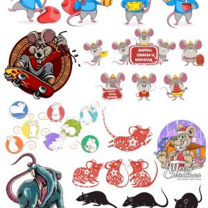 Макет для лазерной резки с изображением забавных мышат