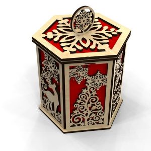 Макет шкатулки для Нового года для лазерной резки - праздничный дизайн