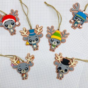 Креативный макет брелков с оленями для лазерной резки